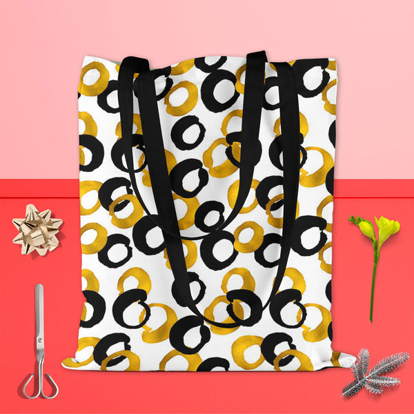 Gold & Black Drawing Tote Bag Shoulder Purse | Multipurpose-Tote Bags Basic-TOT_FB_BS-IC 5007661 IC 5007661, Abstract Expressionism, Abstracts, Ancient, Art and Paintings, Black, Black and White, Circle, Digital, Digital Art, Drawing, Fashion, Geometric, Geometric Abstraction, Graphic, Historical, Illustrations, Medieval, Modern Art, Patterns, Semi Abstract, Signs, Signs and Symbols, Sketches, Splatter, Vintage, Watercolour, gold, tote, bag, shoulder, purse, cotton, canvas, fabric, multipurpose, abstract, a