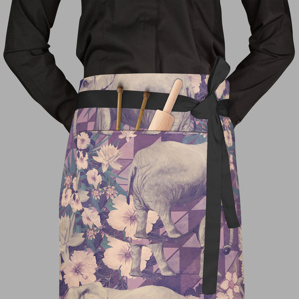Elephant Pattern D4 Apron | Adjustable, Free Size & Waist Tiebacks-Aprons Waist to Feet-APR_WS_FT-IC 5007662 IC 5007662, Ancient, Botanical, Drawing, Floral, Flowers, Historical, Illustrations, Indian, Medieval, Nature, Patterns, Retro, Signs, Signs and Symbols, Vintage, elephant, pattern, d4, full-length, waist, to, feet, apron, poly-cotton, fabric, adjustable, tiebacks, design, elephants, exotic, illustration, jungles, lotus, old, seamless, artzfolio, kitchen apron, white apron, kids apron, cooking apron,