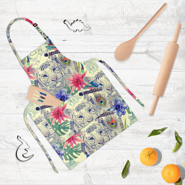 Tiger Portrait D5 Apron | Adjustable, Free Size & Waist Tiebacks-Aprons Neck to Knee-APR_NK_KN-IC 5007674 IC 5007674, Ancient, Animals, Art and Paintings, Botanical, Fashion, Floral, Flowers, Hand Drawn, Historical, Illustrations, Indian, Medieval, Nature, Patterns, Retro, Scenic, Signs, Signs and Symbols, Tropical, Vintage, Watercolour, tiger, portrait, d5, full-length, neck, to, knee, apron, poly-cotton, fabric, adjustable, buckle, waist, tiebacks, peacock, anemone, animal, art, artwork, design, element, 