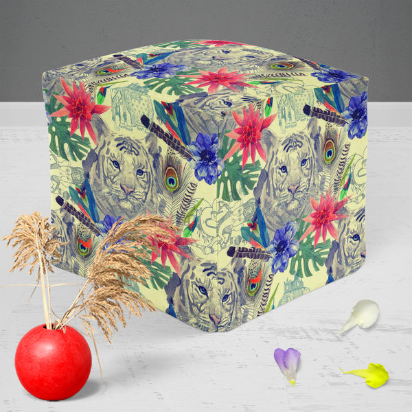 Tiger Portrait D5 Footstool Footrest Puffy Pouffe Ottoman Bean Bag | Canvas Fabric-Footstools-FST_CB_BN-IC 5007674 IC 5007674, Ancient, Animals, Art and Paintings, Botanical, Fashion, Floral, Flowers, Hand Drawn, Historical, Illustrations, Indian, Medieval, Nature, Patterns, Retro, Scenic, Signs, Signs and Symbols, Tropical, Vintage, Watercolour, tiger, portrait, d5, puffy, pouffe, ottoman, footstool, footrest, bean, bag, canvas, fabric, peacock, anemone, animal, art, artwork, design, element, exotic, feath