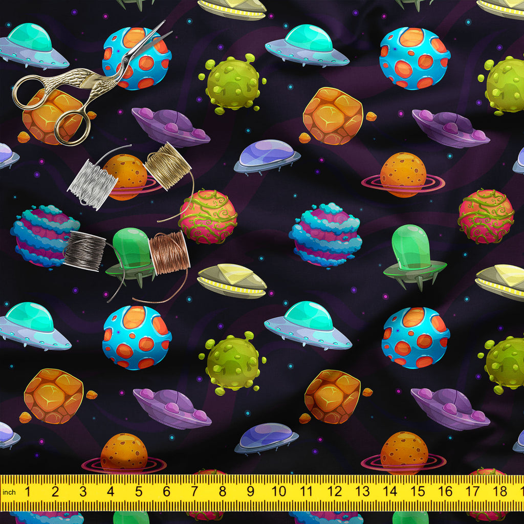 UFOs & Planets Upholstery Fabric by Metre | For Sofa, Curtains, Cushions, Furnishing, Craft, Dress Material-Upholstery Fabrics-FAB_RW-IC 5007684 IC 5007684, Animated Cartoons, Art and Paintings, Astronomy, Automobiles, Baby, Caricature, Cartoons, Children, Cosmology, Drawing, Fantasy, Icons, Illustrations, Kids, Patterns, Space, Sports, Stars, Transportation, Travel, Vehicles, ufos, planets, upholstery, fabric, by, metre, for, sofa, curtains, cushions, furnishing, craft, dress, material, ufo, aliens, art, a
