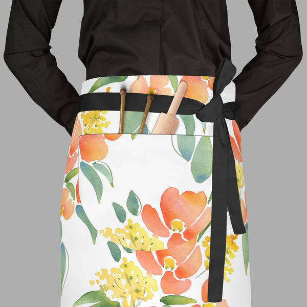 Watercolor Leaves & Flowers Apron | Adjustable, Free Size & Waist Tiebacks-Aprons Waist to Feet-APR_WS_FT-IC 5007685 IC 5007685, Abstract Expressionism, Abstracts, Botanical, Drawing, Fashion, Floral, Flowers, Illustrations, Nature, Patterns, Scenic, Semi Abstract, Signs, Signs and Symbols, Watercolour, watercolor, leaves, full-length, waist, to, feet, apron, poly-cotton, fabric, adjustable, tiebacks, abstract, background, beautiful, blossom, branch, card, colore, composition, creative, decor, decoration, d