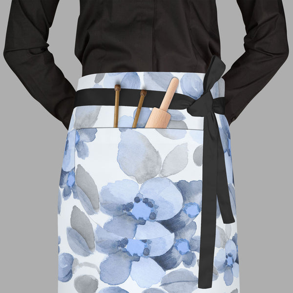Summer Flowers D2 Apron | Adjustable, Free Size & Waist Tiebacks-Aprons Waist to Feet-APR_WS_FT-IC 5007689 IC 5007689, Ancient, Art and Paintings, Books, Botanical, Drawing, Fashion, Floral, Flowers, Historical, Medieval, Nature, Patterns, Retro, Signs, Signs and Symbols, Vintage, Watercolour, Wedding, summer, d2, full-length, waist, to, feet, apron, poly-cotton, fabric, adjustable, tiebacks, flower, pattern, watercolor, art, artistic, background, beautiful, blue, botany, card, colore, cover, decoration, de