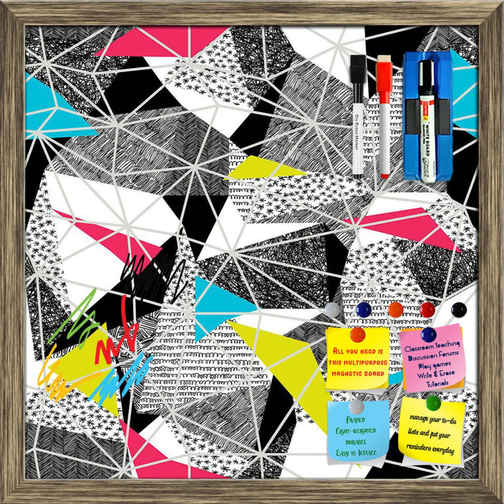 Pop Art Geometric Triangles Pattern D1 Framed Magnetic Dry Erase Board | Combo with Magnet Buttons & Markers-Magnetic Boards Framed-MGB_FR-IC 5008369 IC 5008369, Ancient, Art and Paintings, Drawing, Fashion, Geometric, Geometric Abstraction, Grid Art, Hand Drawn, Historical, Illustrations, Medieval, Modern Art, Patterns, Retro, Signs, Signs and Symbols, Triangles, Vintage, pop, art, pattern, d1, framed, magnetic, dry, erase, board, printed, whiteboard, with, 4, magnets, 2, markers, 1, duster, cmyk, colorful