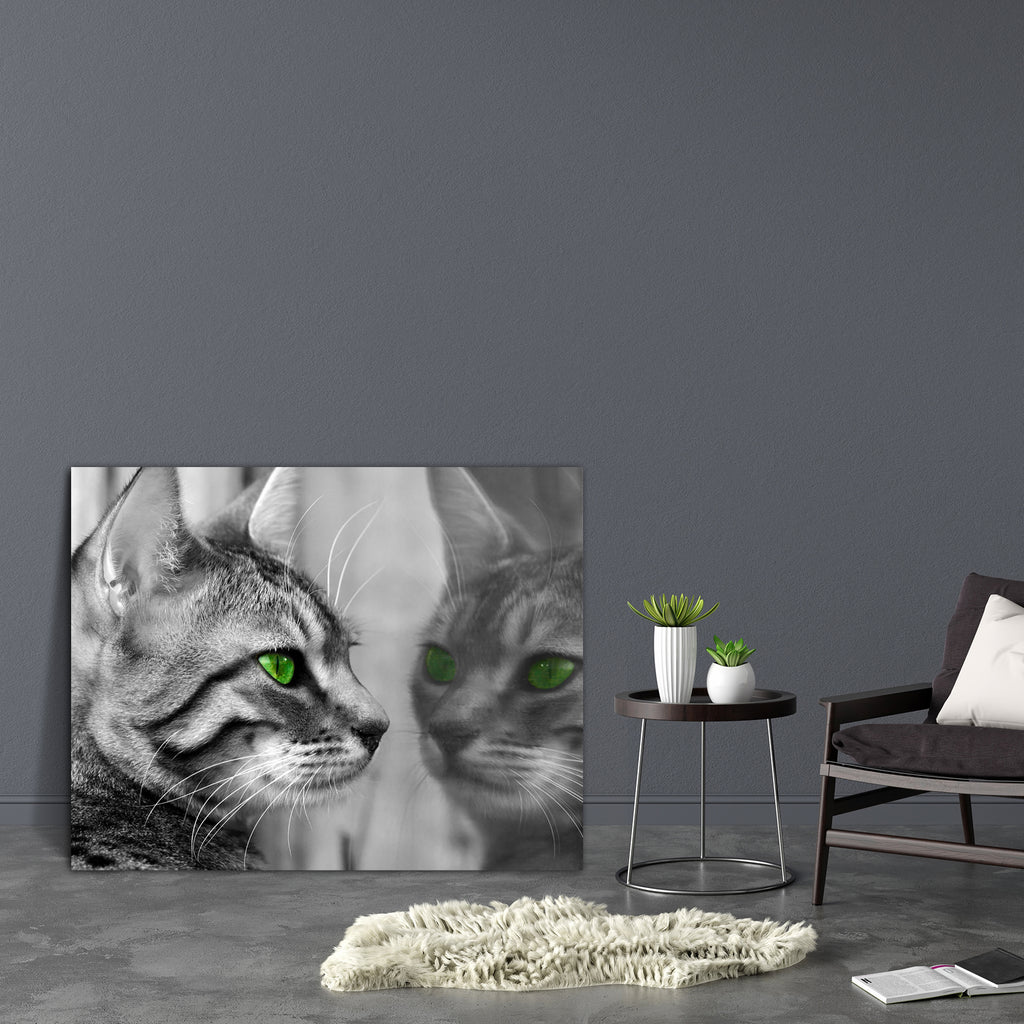 Begali Kitten Canvas Painting Synthetic Frame-Paintings MDF Framing-AFF_FR-IC 5000004 IC 5000004, Abstract Expressionism, Abstracts, Animals, Art and Paintings, Bengali, Black and White, Semi Abstract, Stripes, White, begali, kitten, canvas, painting, synthetic, frame, abstract, adorable, animal, art, artistic, beautiful, beauty, bengal, breed, card, carnivore, carnivorous, cat, cats, cute, cutie, danger, dangerous, deep, depth, expensive, expression, expressive, eye, eyes, face, feline, felines, fur, green