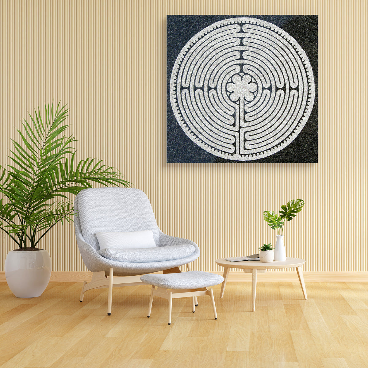 Etched Labyrinth Canvas Painting Synthetic Frame – ArtzFolio.com