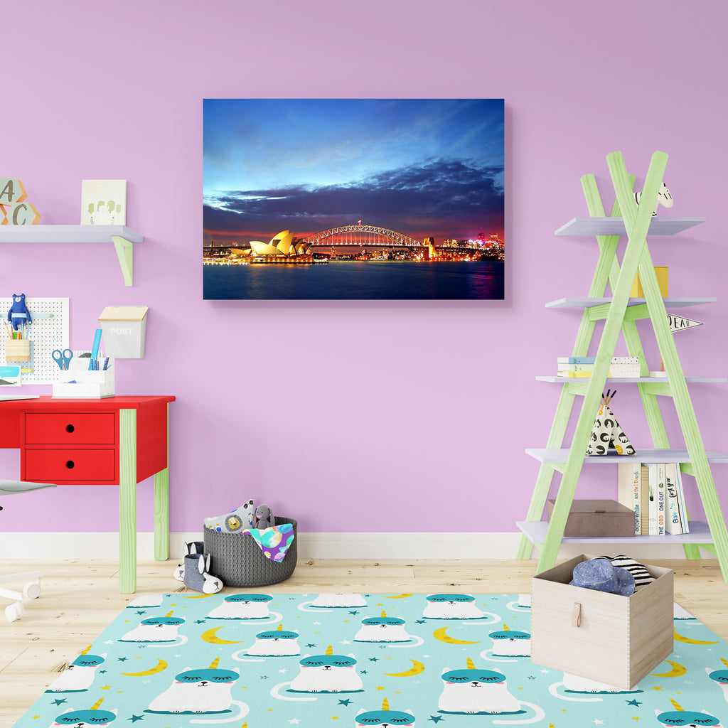 Sydney Harbour Bridge & Sydney Opera, Australia Canvas Painting Synthetic Frame-Paintings MDF Framing-AFF_FR-IC 5000032 IC 5000032, Architecture, Art and Paintings, Automobiles, Cities, City Views, Culture, Entertainment, Ethnic, Holidays, Icons, Landmarks, Landscapes, Modern Art, Music, Music and Dance, Music and Musical Instruments, Places, Scenic, Skylines, Sunsets, Traditional, Transportation, Travel, Tribal, Urban, Vehicles, World Culture, sydney, harbour, bridge, opera, australia, canvas, painting, sy