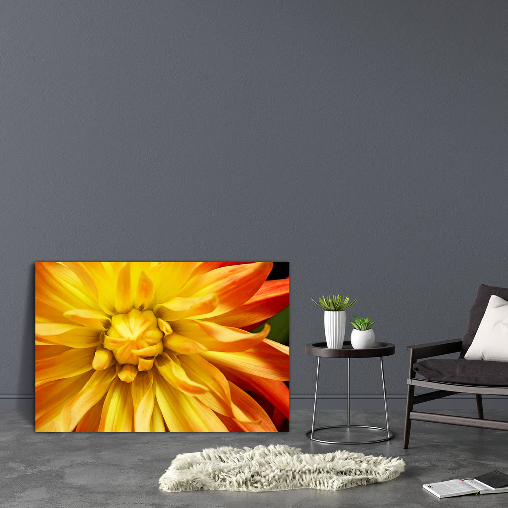 Yellow Orange Dahlia Canvas Painting Synthetic Frame-Paintings MDF Framing-AFF_FR-IC 5000036 IC 5000036, Botanical, Floral, Flowers, Nature, Scenic, yellow, orange, dahlia, canvas, painting, synthetic, frame, abloom, aroma, aromatherapy, background, beautiful, blooming, blur, bright, drops, fine, flora, flower, glorious, isolated, petals, rainy, wet, artzfolio, wall decor for living room, wall frames for living room, frames for living room, wall art, canvas painting, wall frame, scenery, panting, paintings 