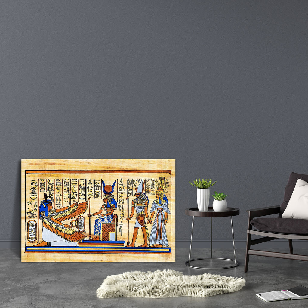 Isis & Winged Maat With Horus & Nefertari Canvas Painting Synthetic Frame-Paintings MDF Framing-AFF_FR-IC 5000040 IC 5000040, African, Ancient, Art and Paintings, Calligraphy, Culture, Drawing, Ethnic, Eygptian, Historical, Medieval, Paintings, Religion, Religious, Traditional, Tribal, Vintage, World Culture, isis, winged, maat, with, horus, nefertari, canvas, painting, synthetic, frame, africa, aged, antique, arabian, art, background, brown, cairo, desert, document, egypt, egyptian, gift, god, gold, golden