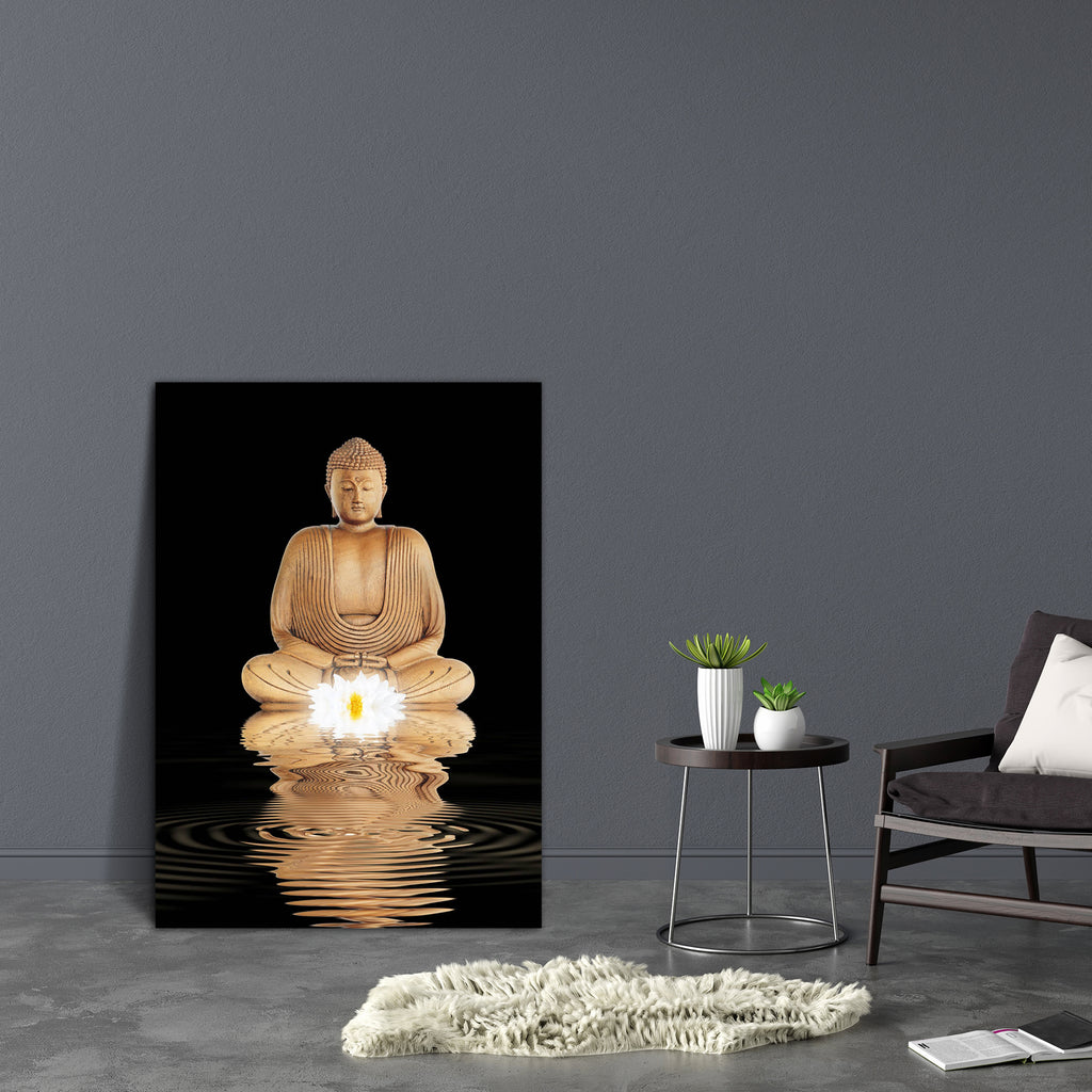 Lord Buddha with Lotus Lilly Canvas Painting Synthetic Frame-Paintings MDF Framing-AFF_FR-IC 5000060 IC 5000060, Ancient, Asian, Black, Black and White, Botanical, Buddhism, Culture, Ethnic, Floral, Flowers, God Buddha, Historical, Icons, Medieval, Nature, Religion, Religious, Spiritual, Traditional, Tribal, Vintage, White, World Culture, lord, buddha, with, lotus, lilly, canvas, painting, synthetic, frame, background, beautiful, beauty, belief, buddah, buddhist, contemplating, contemplation, flower, god, g