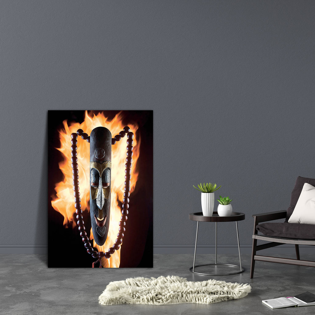 Mask On Fire Canvas Painting Synthetic Frame-Paintings MDF Framing-AFF_FR-IC 5000087 IC 5000087, Abstract Expressionism, Abstracts, African, Ancient, Art and Paintings, Conceptual, Culture, Digital, Digital Art, Ethnic, Graphic, Historical, Holidays, Illustrations, Medieval, Patterns, People, Religion, Religious, Semi Abstract, Signs, Signs and Symbols, Spiritual, Traditional, Tribal, Vintage, Wooden, World Culture, mask, on, fire, canvas, painting, synthetic, frame, abstract, accents, art, artifact, artist