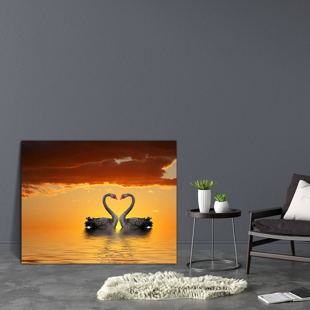 Romantic Swans Canvas Painting Synthetic Frame-Paintings MDF Framing-AFF_FR-IC 5000093 IC 5000093, Sunsets, romantic, swans, canvas, painting, synthetic, frame, two, sunset, water, reflection, artzfolio, wall decor for living room, wall frames for living room, frames for living room, wall art, canvas painting, wall frame, scenery, panting, paintings for living room, framed wall art, wall painting, scenery painting, framed wall painting, scenery for wall with frames, wall art for living room stylish, home de