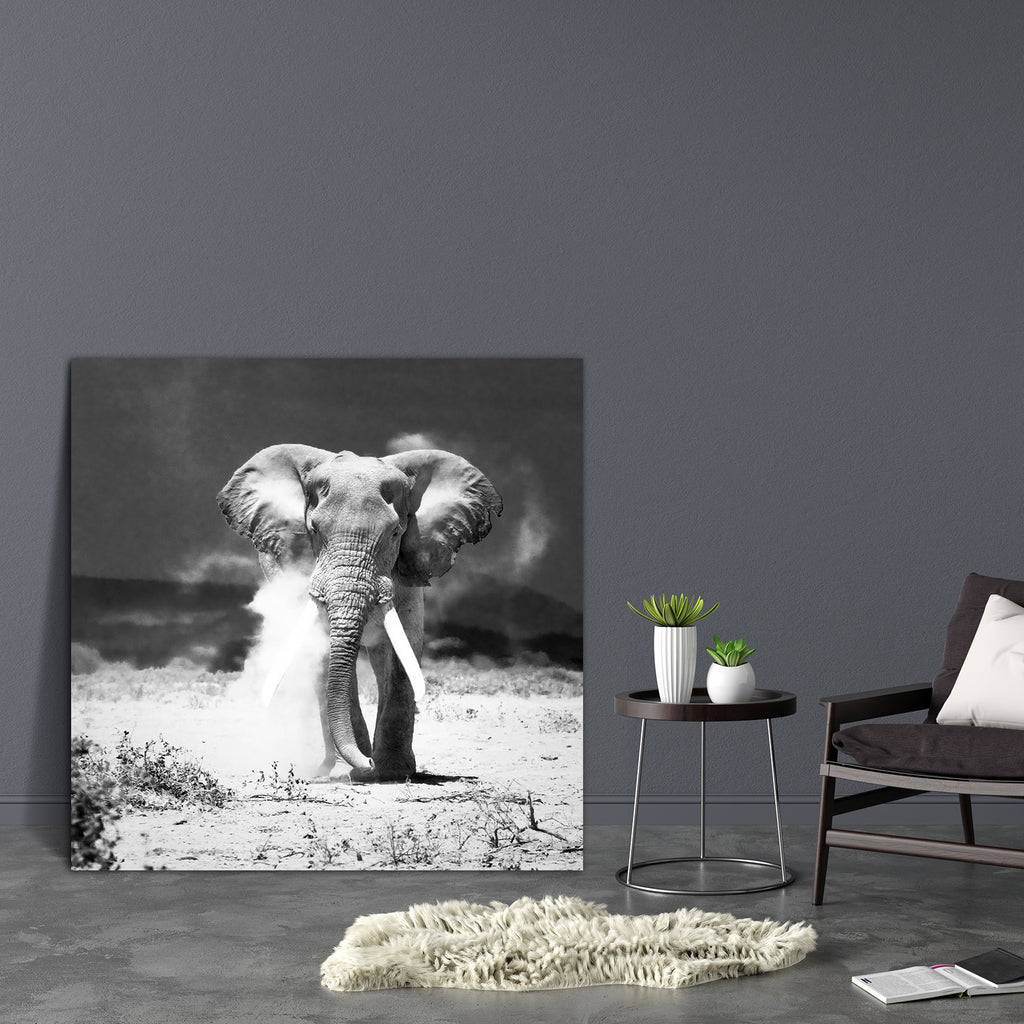Old Elephant Amboseli National Park Kenya Canvas Painting Synthetic Frame-Paintings MDF Framing-AFF_FR-IC 5000099 IC 5000099, African, Animals, Black, Black and White, Nature, Religion, Religious, Scenic, White, Wildlife, old, elephant, amboseli, national, park, kenya, canvas, painting, synthetic, frame, and, elephants, africa, animal, background, ear, giant, goliath, gray, heavy, ivory, large, lord, mammal, mara, masai, muzzle, one, pachyderm, power, profile, rough, safari, skin, strength, textured, tranqu