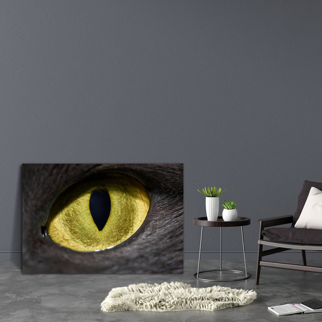 Cats Eye Canvas Painting Synthetic Frame-Paintings MDF Framing-AFF_FR-IC 5000100 IC 5000100, Animals, Black, Black and White, Pets, cats, eye, canvas, painting, synthetic, frame, carnivore, cat, closeup, domestic, evil, fear, feline, front, fur, horror, hunting, looking, macro, mammal, monster, predator, pupil, spooky, undomesticated, vertical, watching, yellow, artzfolio, wall decor for living room, wall frames for living room, frames for living room, wall art, canvas painting, wall frame, scenery, panting