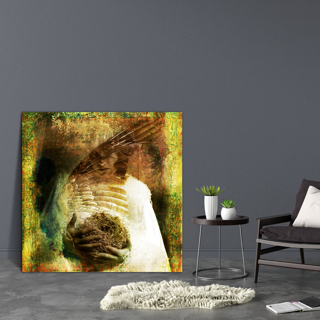 Woman With Nest Canvas Painting Synthetic Frame-Paintings MDF Framing-AFF_FR-IC 5000105 IC 5000105, Abstract Expressionism, Abstracts, Art and Paintings, Birds, Christianity, Family, Illustrations, Jesus, Love, People, Realism, Religion, Religious, Romance, Semi Abstract, Spiritual, Surrealism, woman, with, nest, canvas, painting, synthetic, frame, gaia, abstract, angel, art, belief, bird, birth, care, caring, catholic, christian, faith, feminine, fly, goddess, grow, growth, illustration, madonna, magical, 