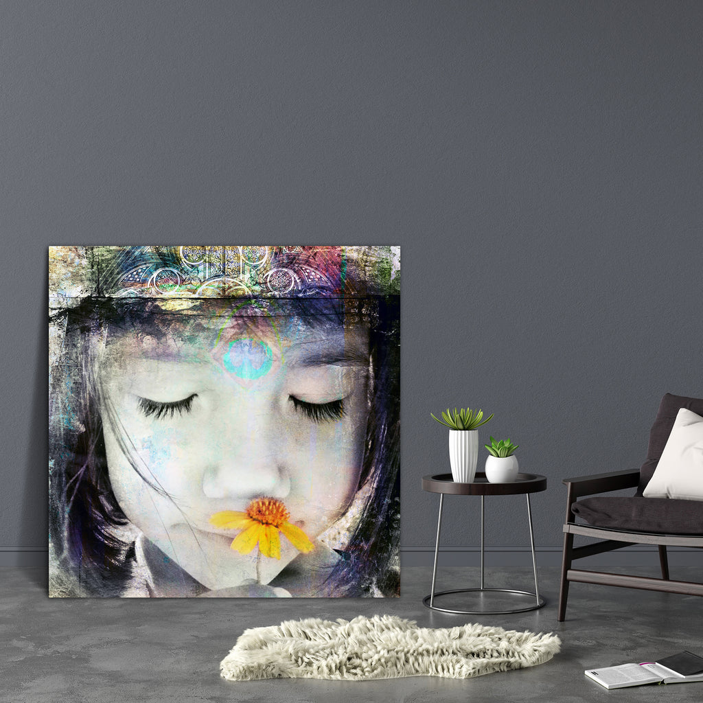 Cute Child Canvas Painting Synthetic Frame-Paintings MDF Framing-AFF_FR-IC 5000107 IC 5000107, Art and Paintings, Baby, Botanical, Children, Floral, Flowers, Illustrations, Individuals, Kids, Nature, Portraits, Religion, Religious, Scenic, cute, child, canvas, painting, synthetic, frame, chakra, consciousness, mind, third, eye, crown, peaceful, art, being, bindi, closed, daydream, divine, enjoy, face, female, feminine, flower, girl, goddess, grunge, happy, holy, illustration, innocence, innocent, little, ma