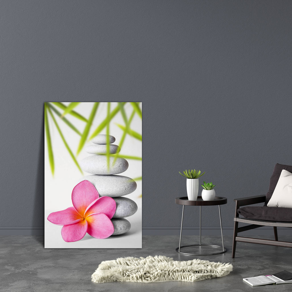 White Pebbles & Pink Frangipani Flower Canvas Painting Synthetic Frame-Paintings MDF Framing-AFF_FR-IC 5000125 IC 5000125, Ancient, Black and White, Botanical, Buddhism, Cities, City Views, Culture, Ethnic, Floral, Flowers, Historical, Japanese, Marble and Stone, Medieval, Nature, Scenic, Spiritual, Still Life, Traditional, Tribal, Tropical, Vintage, White, World Culture, pebbles, pink, frangipani, flower, canvas, painting, synthetic, frame, still, life, morte, balance, bamboo, calm, details, eastern, exoti