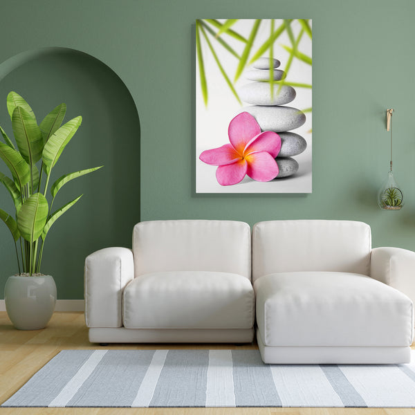 White Pebbles & Pink Frangipani Flower Canvas Painting Synthetic Frame-Paintings MDF Framing-AFF_FR-IC 5000125 IC 5000125, Ancient, Black and White, Botanical, Buddhism, Cities, City Views, Culture, Ethnic, Floral, Flowers, Historical, Japanese, Marble and Stone, Medieval, Nature, Scenic, Spiritual, Still Life, Traditional, Tribal, Tropical, Vintage, White, World Culture, pebbles, pink, frangipani, flower, canvas, painting, for, bedroom, living, room, engineered, wood, frame, still, life, morte, balance, ba