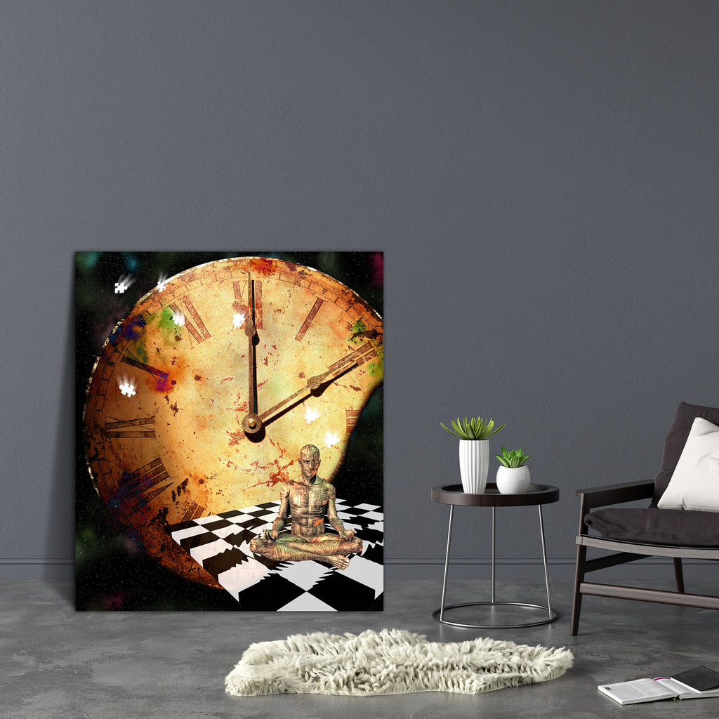 Meditation Comp D1 Canvas Painting Synthetic Frame-Paintings MDF Framing-AFF_FR-IC 5000126 IC 5000126, Abstract Expressionism, Abstracts, Art and Paintings, Astronomy, Black and White, Conceptual, Cosmology, Digital, Digital Art, Fantasy, Graphic, Illustrations, Modern Art, Realism, Retro, Semi Abstract, Signs, Signs and Symbols, Space, Stars, Surrealism, Symbols, White, meditation, comp, d1, canvas, painting, synthetic, frame, dali, abstract, art, background, clock, concept, cosmos, design, dial, distorted