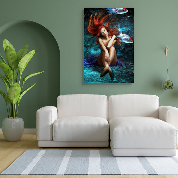 Mermaid With Hair Canvas Painting Synthetic Frame-Paintings MDF Framing-AFF_FR-IC 5000162 IC 5000162, Art and Paintings, Fantasy, Mermaid, Signs and Symbols, Symbols, with, hair, canvas, painting, for, bedroom, living, room, engineered, wood, frame, fairy, art, beautiful, beauty, being, blue, charm, color, creature, delight, dream, face, female, fish, floating, girl, legend, magic, mythology, red, sea, silence, sitting, skin, symbol, tail, tale, waiting, water, women, young, artzfolio, wall decor for living