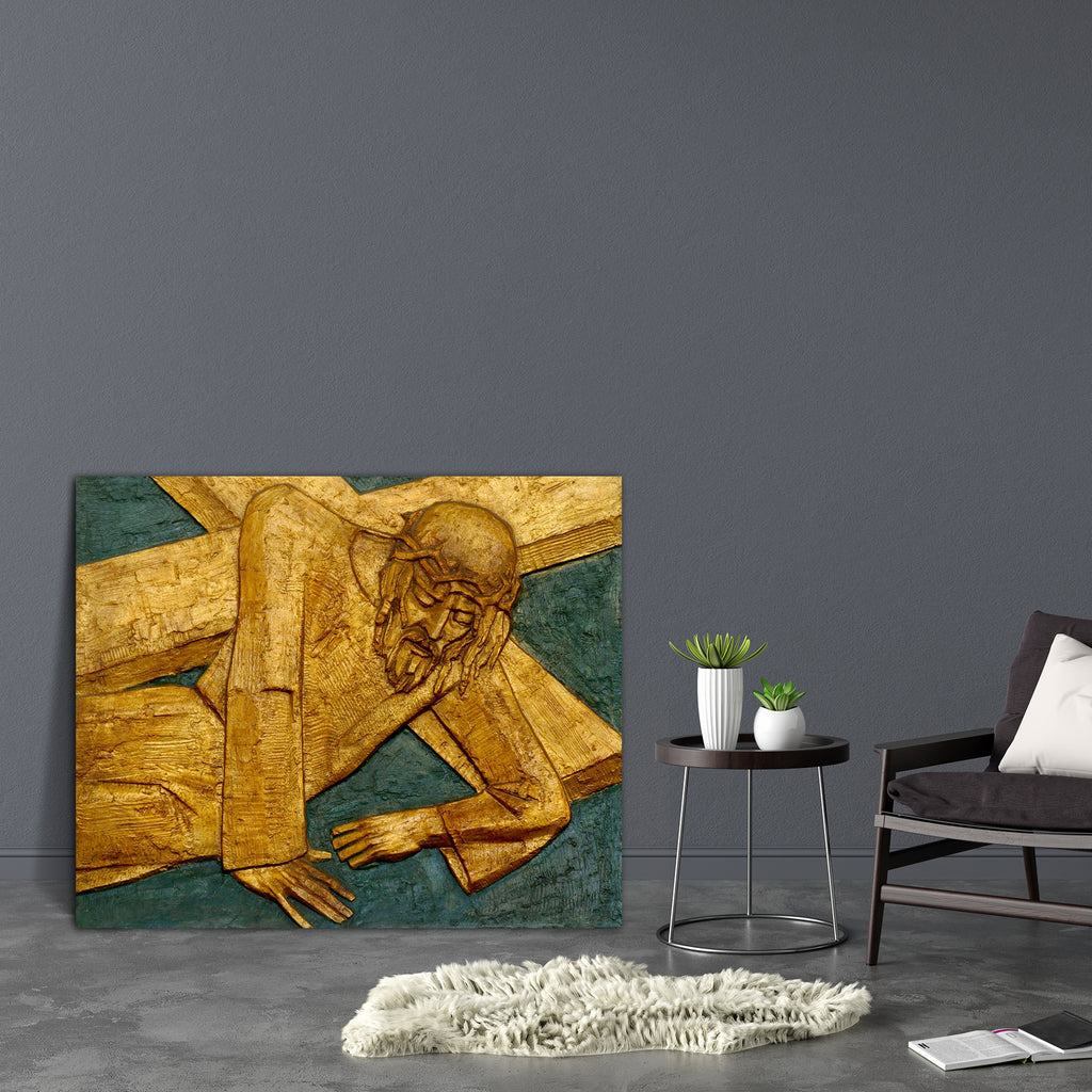 9th Station Of Cross Jesus Falls The Third Time D1 Canvas Painting Synthetic Frame - Paintings MDF Framing - ArtzFolio.com