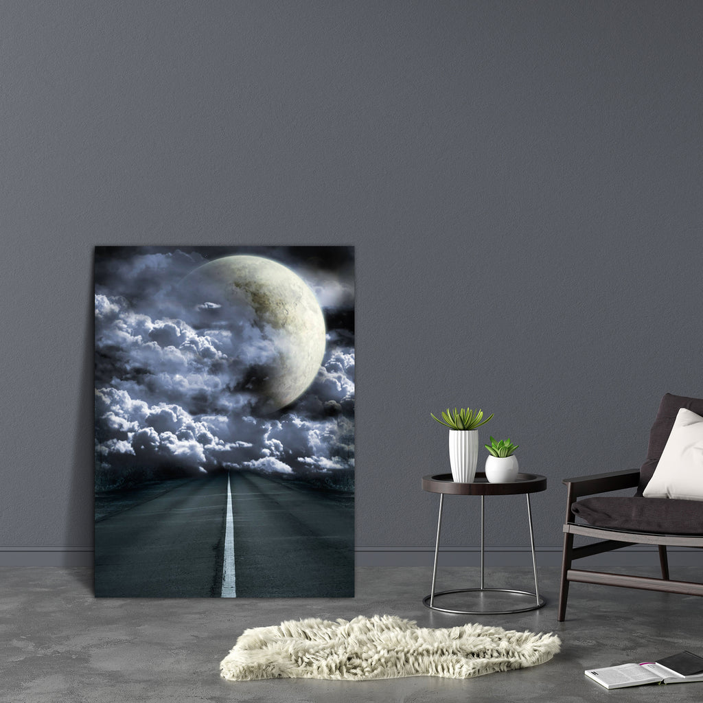 Dark Road Canvas Painting Synthetic Frame-Paintings MDF Framing-AFF_FR-IC 5000175 IC 5000175, Astronomy, Black, Black and White, Cosmology, Fantasy, Futurism, Space, Stars, Surrealism, dark, road, canvas, painting, synthetic, frame, surreal, alien, astral, astro, awe, backdrop, background, cloud, cloudscape, deep, distant, effect, empty, exploration, fear, fog, future, galaxy, glowing, highway, horror, imagination, infinity, loneliness, lost, luminosity, majestic, moon, mystery, night, nightmare, nobody, or