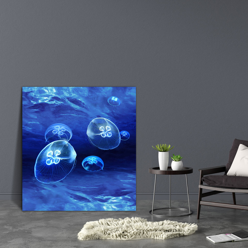 Luminous Light Underwater Canvas Painting Synthetic Frame-Paintings MDF Framing-AFF_FR-IC 5000178 IC 5000178, Abstract Expressionism, Abstracts, American, Animals, Black, Black and White, Parents, Semi Abstract, luminous, light, underwater, canvas, painting, synthetic, frame, jellyfish, seabed, abstract, animal, aqua, aquatic, background, bed, biology, blow, blue, bottom, clear, creature, deep, depth, float, floor, flow, fresh, glide, glow, glowing, jelly, liquid, material, medusa, mineral, ocean, oxygen, s