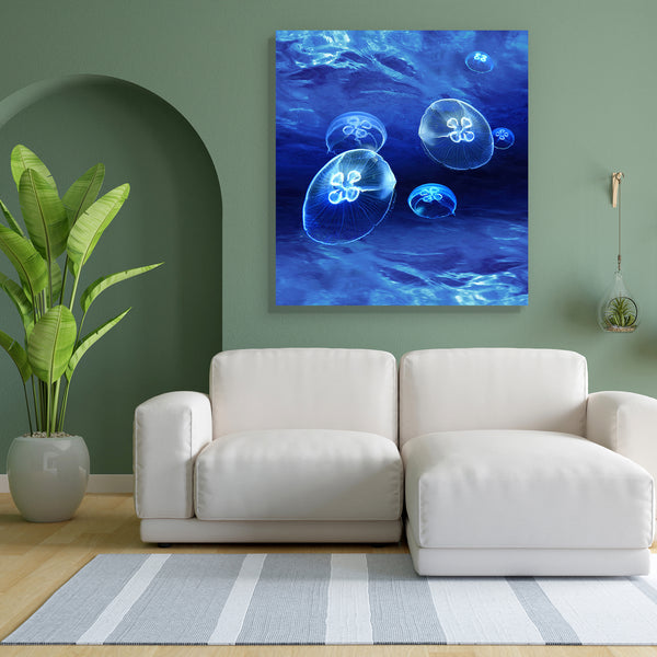 Luminous Light Underwater Canvas Painting Synthetic Frame-Paintings MDF Framing-AFF_FR-IC 5000178 IC 5000178, Abstract Expressionism, Abstracts, American, Animals, Black, Black and White, Parents, Semi Abstract, luminous, light, underwater, canvas, painting, for, bedroom, living, room, engineered, wood, frame, jellyfish, seabed, abstract, animal, aqua, aquatic, background, bed, biology, blow, blue, bottom, clear, creature, deep, depth, float, floor, flow, fresh, glide, glow, glowing, jelly, liquid, material