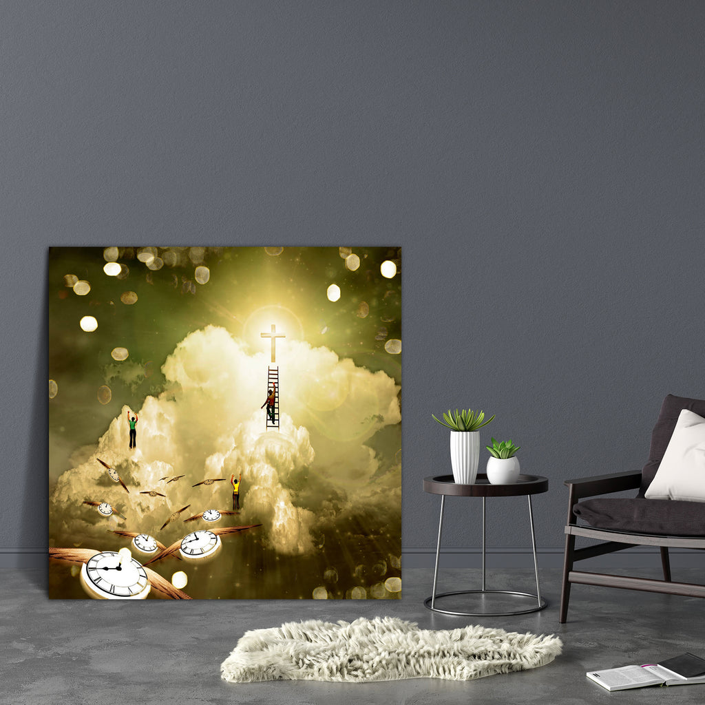 Climb To Enlightenment Canvas Painting Synthetic Frame-Paintings MDF Framing-AFF_FR-IC 5000180 IC 5000180, Black and White, Business, Signs, Signs and Symbols, Spiritual, White, Metallic, climb, to, enlightenment, canvas, painting, synthetic, frame, above, achievement, aiming, aspirations, background, blue, bright, career, challenge, cloud, clouds, concept, conquering, design, distant, dream, escape, freedom, goal, growth, heaven, high, hope, idea, imagination, ladder, light, metal, moving, opportunity, out