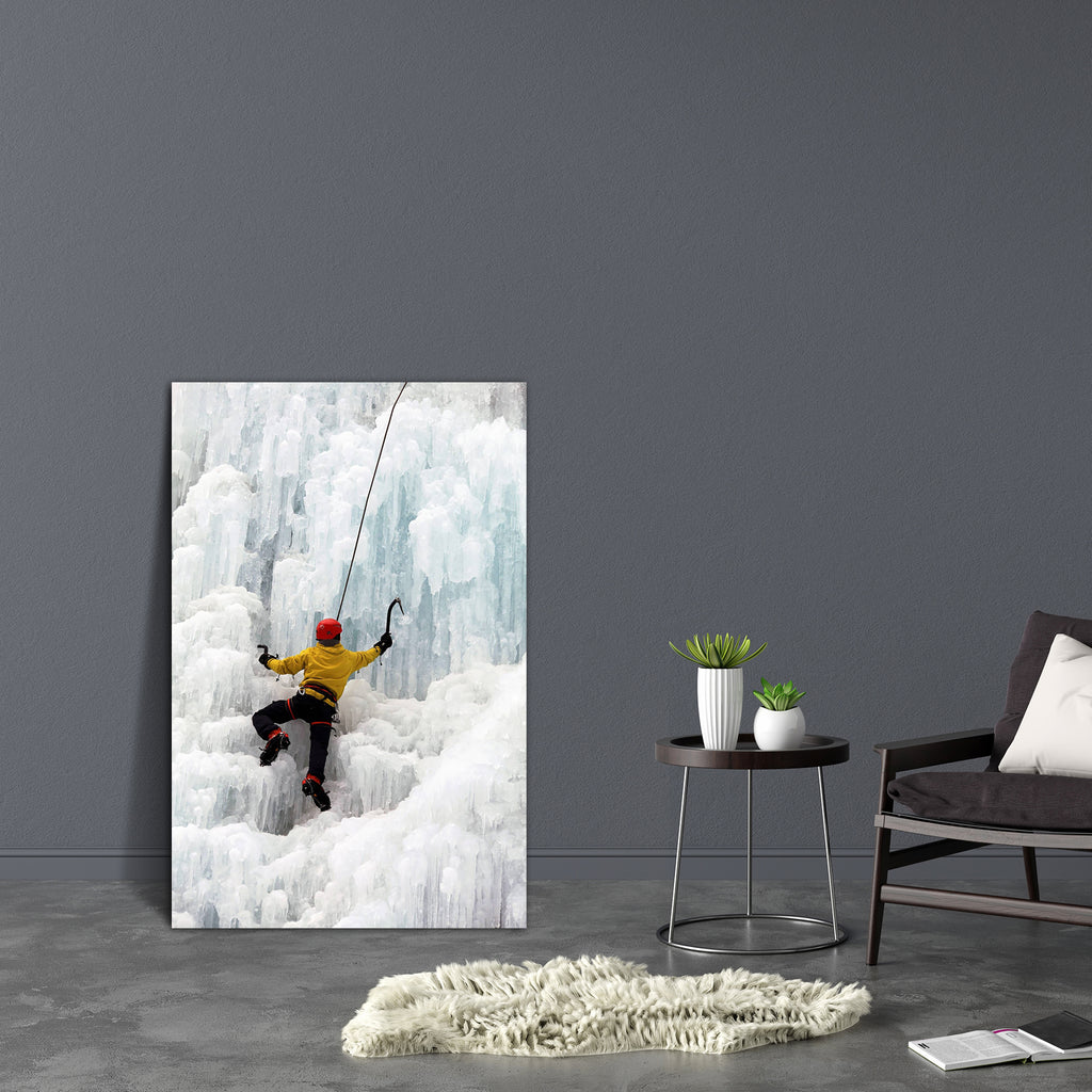 Ice Climber On Steep Frozen Waterfall Canvas Painting Synthetic Frame-Paintings MDF Framing-AFF_FR-IC 5000185 IC 5000185, Black and White, Nature, Scenic, Sports, White, ice, climber, on, steep, frozen, waterfall, canvas, painting, synthetic, frame, climbing, adventure, alpine, athlete, axe, background, cascade, cold, danger, edge, exercise, extreme, freeze, hanging, icing, icy, male, recreation, red, risk, snow, solo, sport, tool, tools, wall, water, winter, world, yellow, artzfolio, wall decor for living 