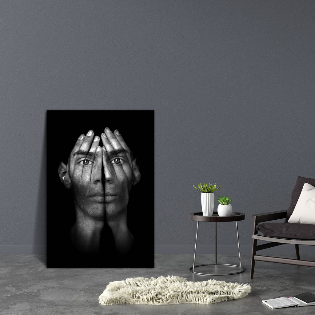 Surreal Man Canvas Painting Synthetic Frame-Paintings MDF Framing-AFF_FR-IC 5000188 IC 5000188, Art and Paintings, Black, Black and White, Individuals, Portraits, Surrealism, surreal, man, canvas, painting, synthetic, frame, schizophrenia, eyes, suffering, hands, insomnia, horror, psychosis, anxiety, afraid, art, artwork, censorship, closed, cover, covering, crying, dark, depressed, dramatic, dreamer, dreams, dreamy, face, fear, head, hope, isolated, male, night, nightmare, open, over, panic, phobia, pray, 