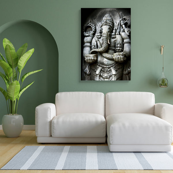 Hindu God Ganesha D1 Canvas Painting Synthetic Frame-Paintings MDF Framing-AFF_FR-IC 5000219 IC 5000219, Ancient, Art and Paintings, Asian, Culture, Decorative, Ethnic, God Ganesh, Hinduism, Historical, Icons, Indian, Javanese, Marble and Stone, Medieval, Religion, Religious, Signs and Symbols, Symbols, Traditional, Tribal, Vintage, World Culture, hindu, god, ganesha, d1, canvas, painting, for, bedroom, living, room, engineered, wood, frame, ganesh, art, artifact, asia, bless, carve, cement, decoration, dei