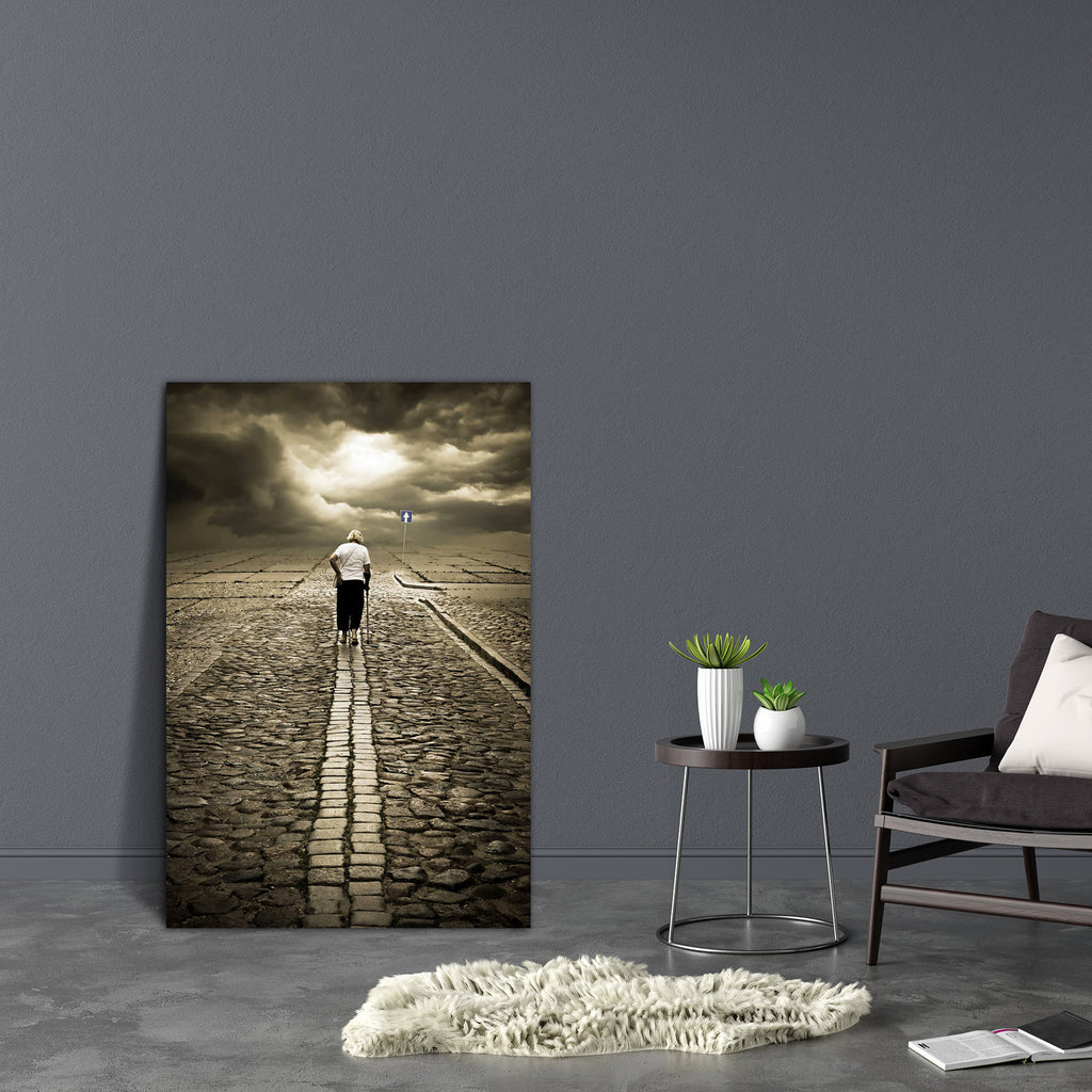 Lost Time Is Never Found Again Canvas Painting Synthetic Frame-Paintings MDF Framing-AFF_FR-IC 5000228 IC 5000228, Adult, Futurism, Marble and Stone, People, Perspective, Signs, Signs and Symbols, lost, time, is, never, found, again, canvas, painting, synthetic, frame, loneliness, death, sad, disabled, depression, disability, sorrow, age, alone, back, cobblestone, cripple, dead, evening, fear, female, future, going, grandmother, horizon, human, invalid, isolation, life, longing, mature, melancholy, nostalgi