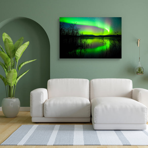 Northern Lights Canada Canvas Painting Synthetic Frame-Paintings MDF Framing-AFF_FR-IC 5000249 IC 5000249, Astronomy, Cosmology, Nature, Realism, Scenic, Space, Stars, Surrealism, northern, lights, canada, canvas, painting, for, bedroom, living, room, engineered, wood, frame, aurora, borealis, above, aesthetic, atmosphere, celestial, colors, dancing, dark, discharge, display, esthetic, exceptional, exotic, fall, glossy, green, illuminate, ionosphere, lake, light, magnetic, field, mirrored, natural, night, s