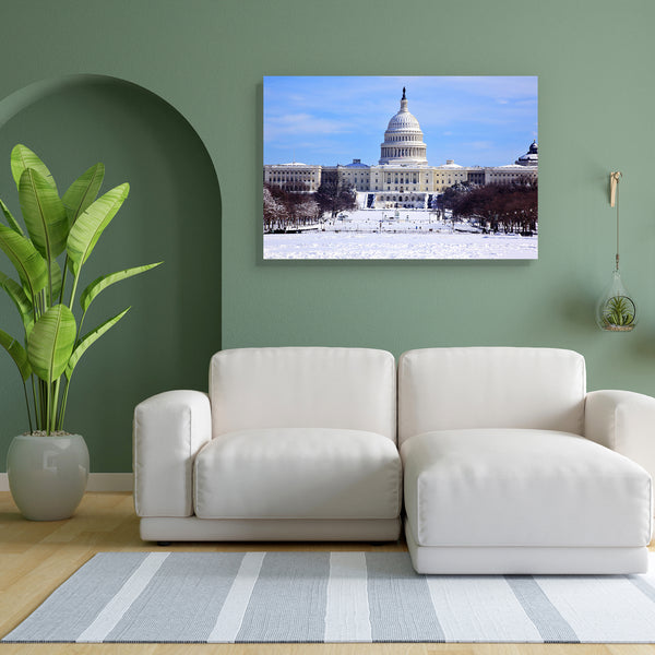 Snowstorm. House Washington DC, USA Canvas Painting Synthetic Frame-Paintings MDF Framing-AFF_FR-IC 5000250 IC 5000250, American, Ancient, Architecture, Automobiles, Black and White, Cities, City Views, Historical, Landmarks, Medieval, Mountains, Places, Signs and Symbols, Symbols, Transportation, Travel, Vehicles, Vintage, White, snowstorm., house, washington, dc, usa, canvas, painting, for, bedroom, living, room, engineered, wood, frame, america, building, capital, city, columbia, columns, congress, cupol