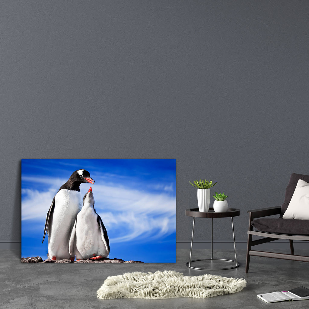 Penguins Canvas Painting Synthetic Frame-Paintings MDF Framing-AFF_FR-IC 5000274 IC 5000274, Animals, Automobiles, Birds, Black, Black and White, Family, Marble and Stone, Nature, Parents, Scenic, Space, Transportation, Travel, Vehicles, White, Wildlife, penguins, canvas, painting, synthetic, frame, wild, penguin, animal, antarctic, beach, beak, bird, blue, cold, colony, copy, couple, cute, environment, eye, feather, grey, humorous, image, look, mouth, natural, open, outdoors, parent, polar, pole, pretty, r