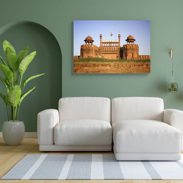 The Red Fort, Delhi, India Canvas Painting Synthetic Frame-Paintings MDF Framing-AFF_FR-IC 5000278 IC 5000278, Architecture, Asian, Automobiles, Culture, Ethnic, Flags, Indian, Marble and Stone, Mughal Art, Sunsets, Traditional, Transportation, Travel, Tribal, Vehicles, World Culture, the, red, fort, delhi, india, canvas, painting, for, bedroom, living, room, engineered, wood, frame, flag, asia, blue, brick, british, building, castle, construction, empire, exterior, famous, fortification, gate, lahore, monu