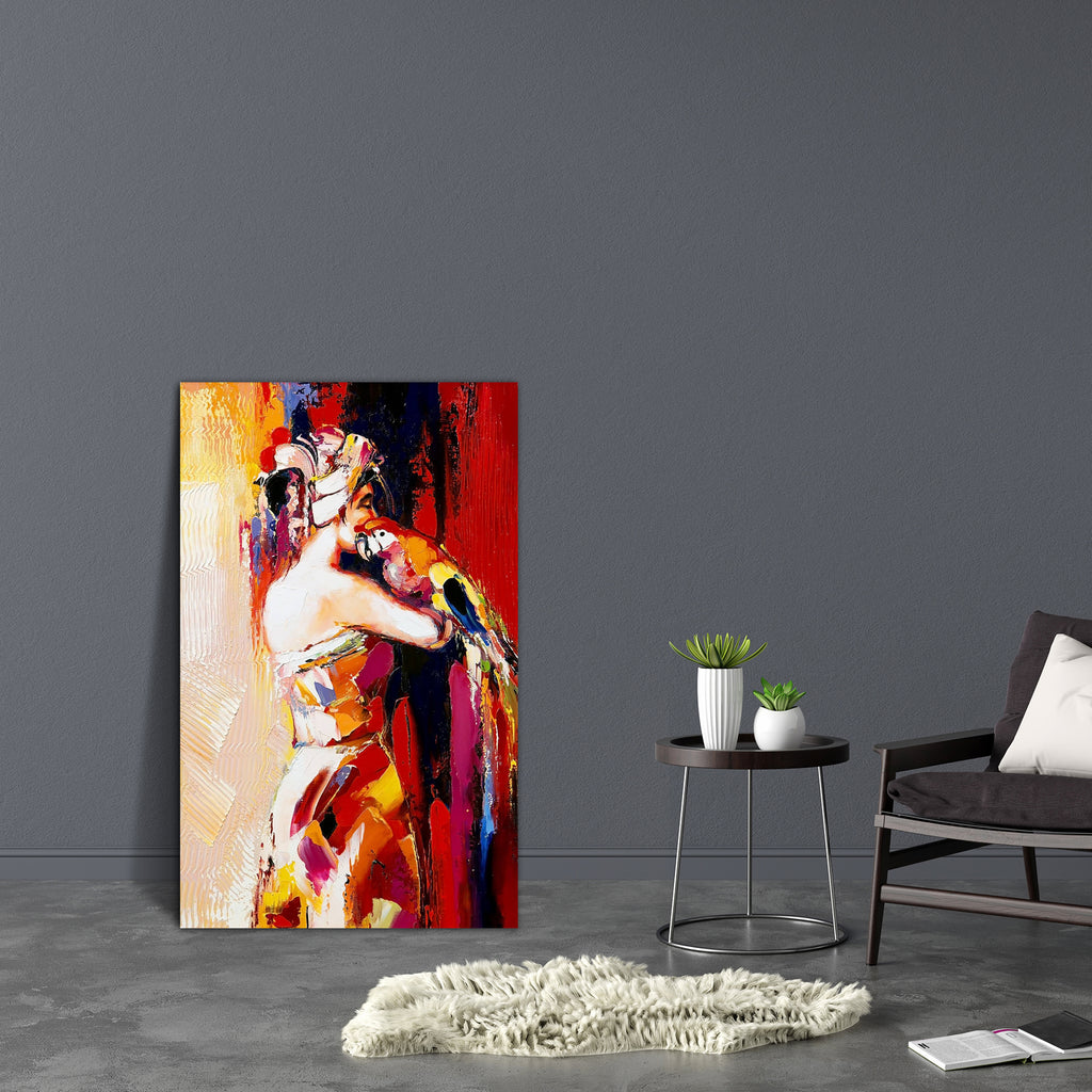 Woman Portrait with Parrot Canvas Painting Synthetic Frame-Paintings MDF Framing-AFF_FR-IC 5000314 IC 5000314, Art and Paintings, Birds, Drawing, Fine Art Reprint, Illustrations, Impressionism, Individuals, Paintings, Portraits, woman, portrait, with, parrot, canvas, painting, synthetic, frame, art, bird, fine, arts, girl, illustration, masterpiece, model, oil, picture, pose, posing, artzfolio, wall decor for living room, wall frames for living room, frames for living room, wall art, canvas painting, wall f