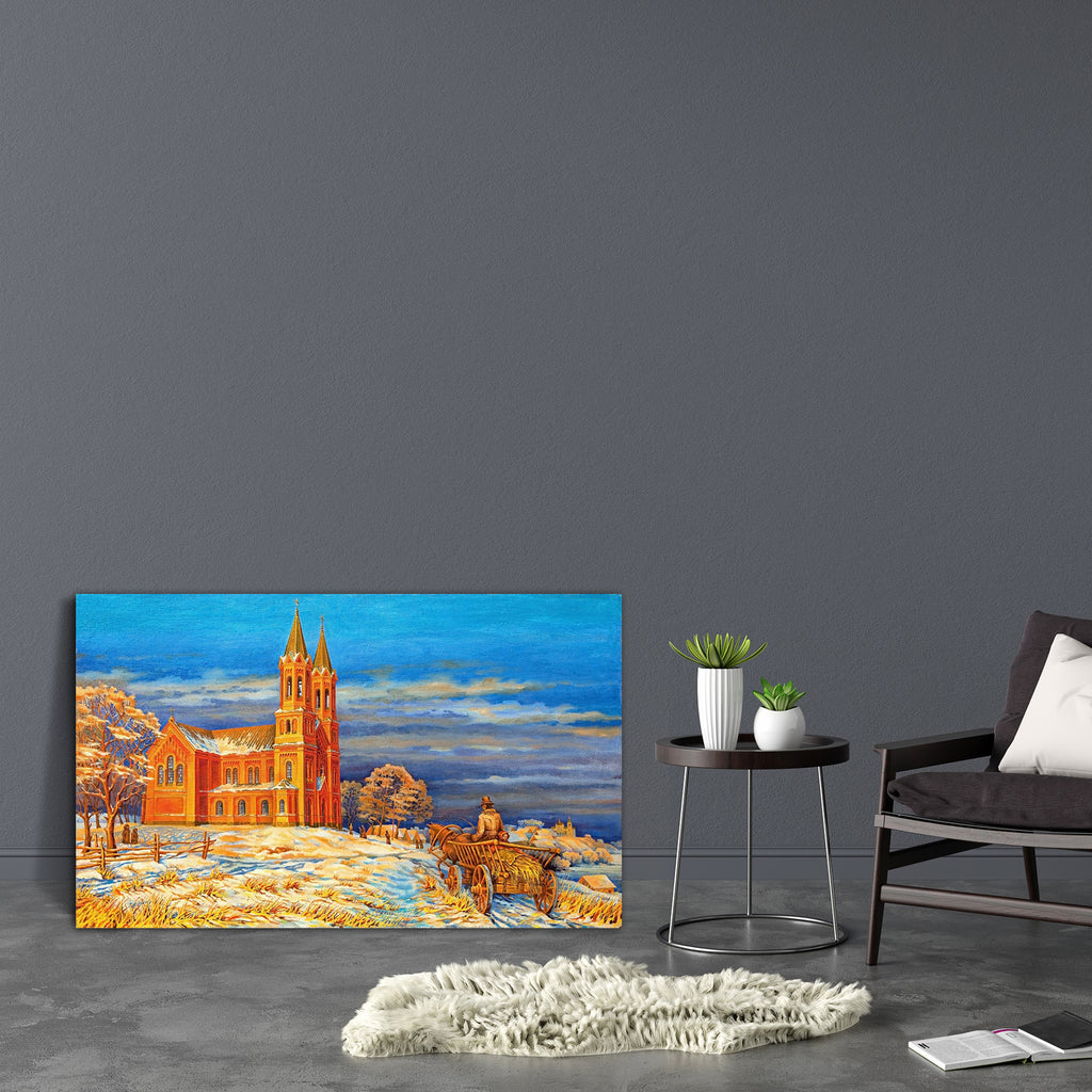 Rural Winter Landscape Canvas Painting Synthetic Frame-Paintings MDF Framing-AFF_FR-IC 5000315 IC 5000315, Art and Paintings, Countries, Drawing, Fine Art Reprint, Illustrations, Impressionism, Landscapes, Nature, Paintings, People, Rural, Scenic, Wooden, winter, landscape, canvas, painting, synthetic, frame, oil, art, belarus, building, cart, church, cold, country, decline, evening, fine, arts, frost, horse, illustration, picture, road, snow, trees, village, wood, artzfolio, wall decor for living room, wal