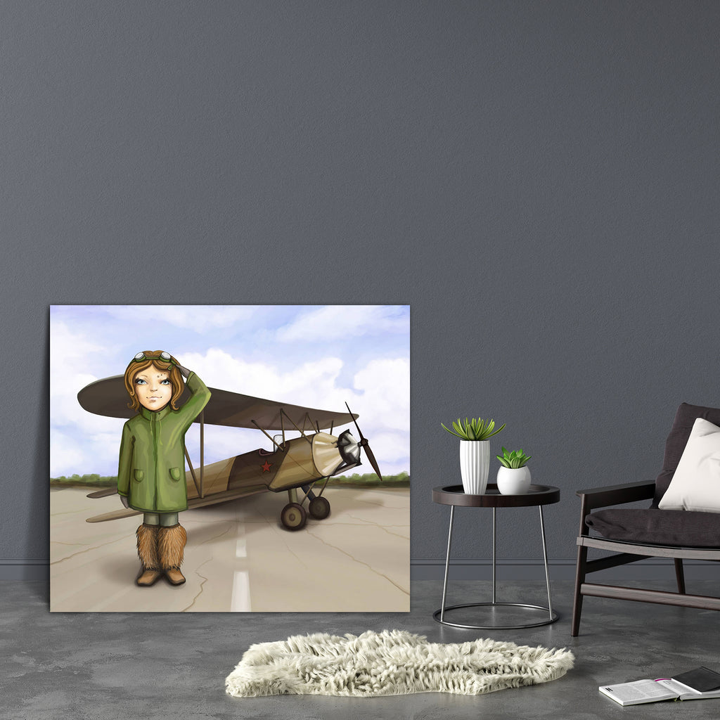 Little Aviator Girl Canvas Painting Synthetic Frame-Paintings MDF Framing-AFF_FR-IC 5000333 IC 5000333, Art and Paintings, Automobiles, Baby, Children, Digital, Digital Art, Drawing, Graphic, Illustrations, Individuals, Kids, Landscapes, Nature, Paintings, People, Portraits, Scenic, Sports, Transportation, Travel, Vehicles, little, aviator, girl, canvas, painting, synthetic, frame, aircraft, airman, airplane, airport, area, art, asphalt, beauty, brown, child, childhood, cloud, draw, female, flight, full, fu