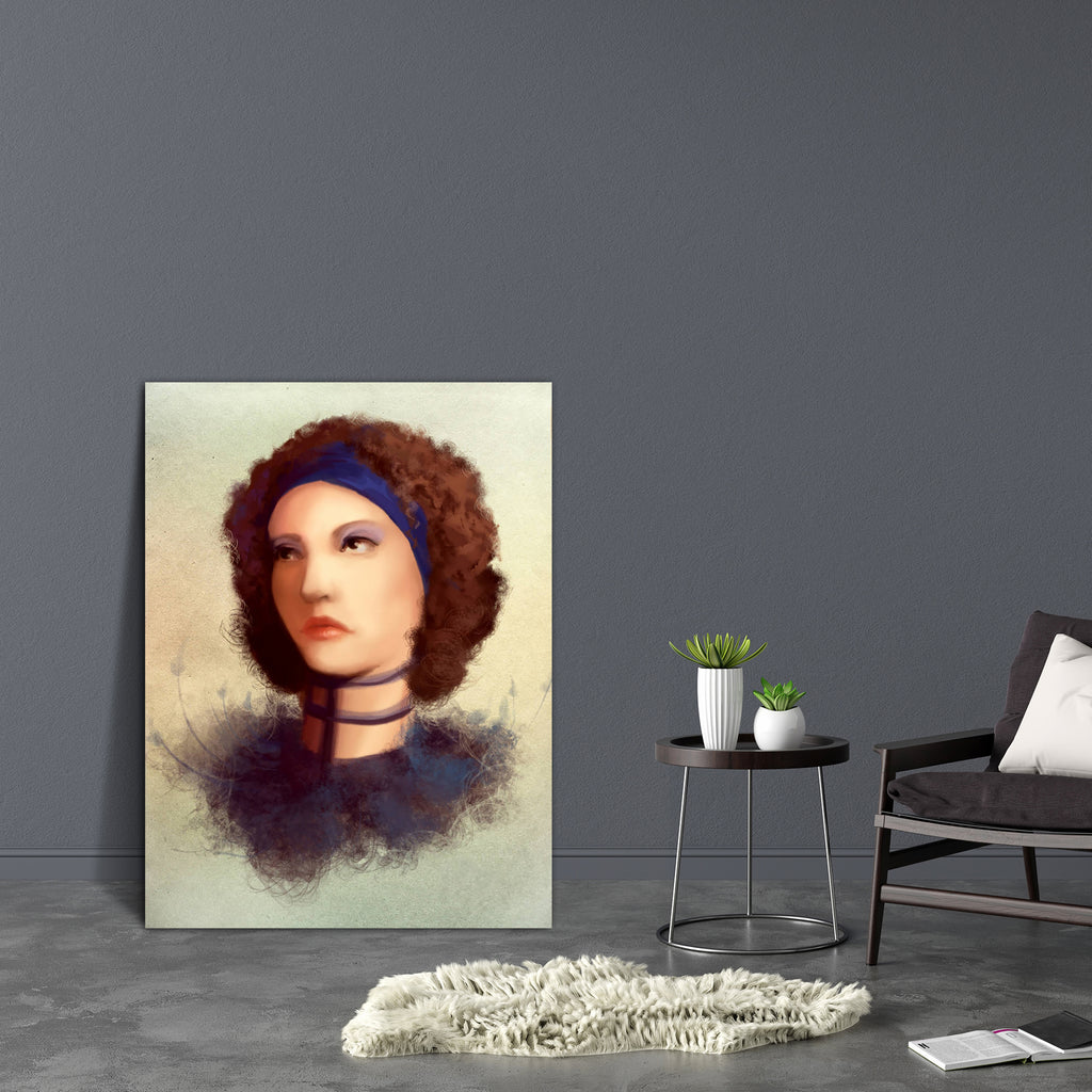 Young Curl Woman Canvas Painting Synthetic Frame-Paintings MDF Framing-AFF_FR-IC 5000337 IC 5000337, Adult, Art and Paintings, Digital, Digital Art, Drawing, Graphic, Illustrations, Individuals, Paintings, People, Portraits, young, curl, woman, canvas, painting, synthetic, frame, alone, art, attractive, beauty, brunette, character, collar, color, draw, face, feather, female, girl, hair, head, illustration, look, one, paint, person, portrait, serious, artzfolio, wall decor for living room, wall frames for li