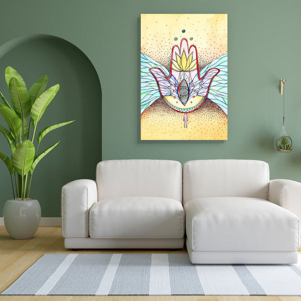 Abstract Hamsa Hand With Wings & Eye Canvas Painting Synthetic Frame-Paintings MDF Framing-AFF_FR-IC 5000338 IC 5000338, Abstract Expressionism, Abstracts, Allah, Arabic, Art and Paintings, Asian, Buddhism, Decorative, Drawing, Fantasy, Geometric Abstraction, Illustrations, Indian, Islam, Judaism, Paintings, Patterns, People, Semi Abstract, Signs, Signs and Symbols, Spiritual, Symbols, Watercolour, abstract, hamsa, hand, with, wings, eye, canvas, painting, for, bedroom, living, room, engineered, wood, frame