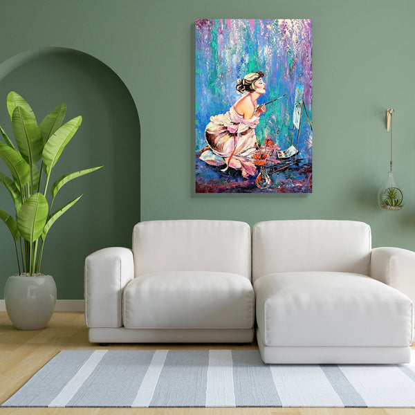 Girl Drawing A Picture Canvas Painting Synthetic Frame-Paintings MDF Framing-AFF_FR-IC 5000363 IC 5000363, Art and Paintings, Botanical, Drawing, Floral, Flowers, Gouache, Nature, Paintings, Russian, girl, a, picture, canvas, painting, for, bedroom, living, room, engineered, wood, frame, oil, art, artist, background, brushes, draws, easel, interior, museum, paints, palette, press, reproduction, russia, woman, artzfolio, wall decor for living room, wall frames for living room, frames for living room, wall ar