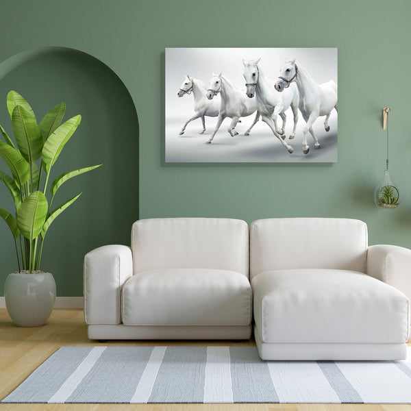 White Horses D1 Canvas Painting Synthetic Frame-Paintings MDF Framing-AFF_FR-IC 5000379 IC 5000379, Animals, Black and White, Nature, Pets, Scenic, White, horses, d1, canvas, painting, for, bedroom, living, room, engineered, wood, frame, horse, active, animal, arab, arabian, background, carriage, coach, dressage, dressing, elegant, equestrian, equine, fast, four, free, freedom, gallop, grey, isolated, mammal, mane, manipulation, motion, natural, noble, pet, quartet, race, speed, stallion, tail, training, tr