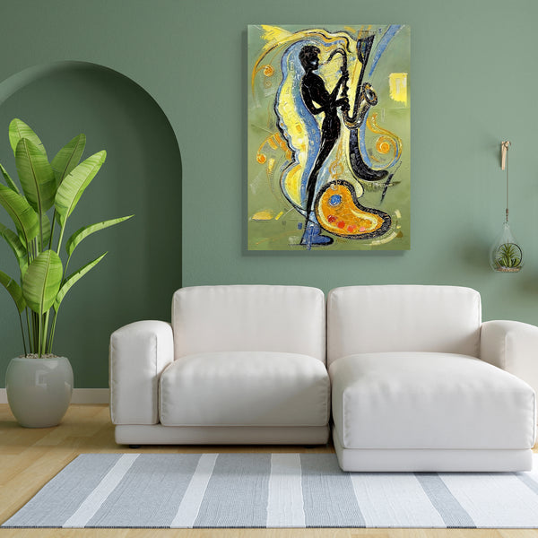 Musician Playing A Saxophone Canvas Painting Synthetic Frame-Paintings MDF Framing-AFF_FR-IC 5000388 IC 5000388, Art and Paintings, Drawing, Impressionism, Music, Music and Dance, Music and Musical Instruments, Paintings, musician, playing, a, saxophone, canvas, painting, for, bedroom, living, room, engineered, wood, frame, oil, art, imagination, mood, paints, picture, registration, artzfolio, wall decor for living room, wall frames for living room, frames for living room, wall art, canvas painting, wall fr