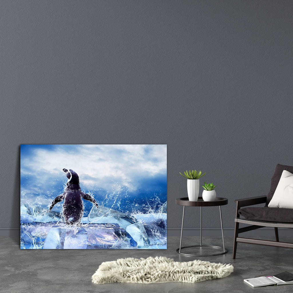 Penguin On The Ice D1 Canvas Painting Synthetic Frame-Paintings MDF Framing-AFF_FR-IC 5000391 IC 5000391, Animals, Birds, Black and White, Nature, Scenic, Seasons, White, Wildlife, penguin, on, the, ice, d1, canvas, painting, synthetic, frame, penguins, south, pole, cold, north, antarctic, antarctica, arctic, big, bird, bright, climate, clouds, drops, icy, marine, polar, reflex, region, sea, season, sky, snow, swim, swimmer, wallpaper, warming, water, wild, winter, zoo, artzfolio, wall decor for living room