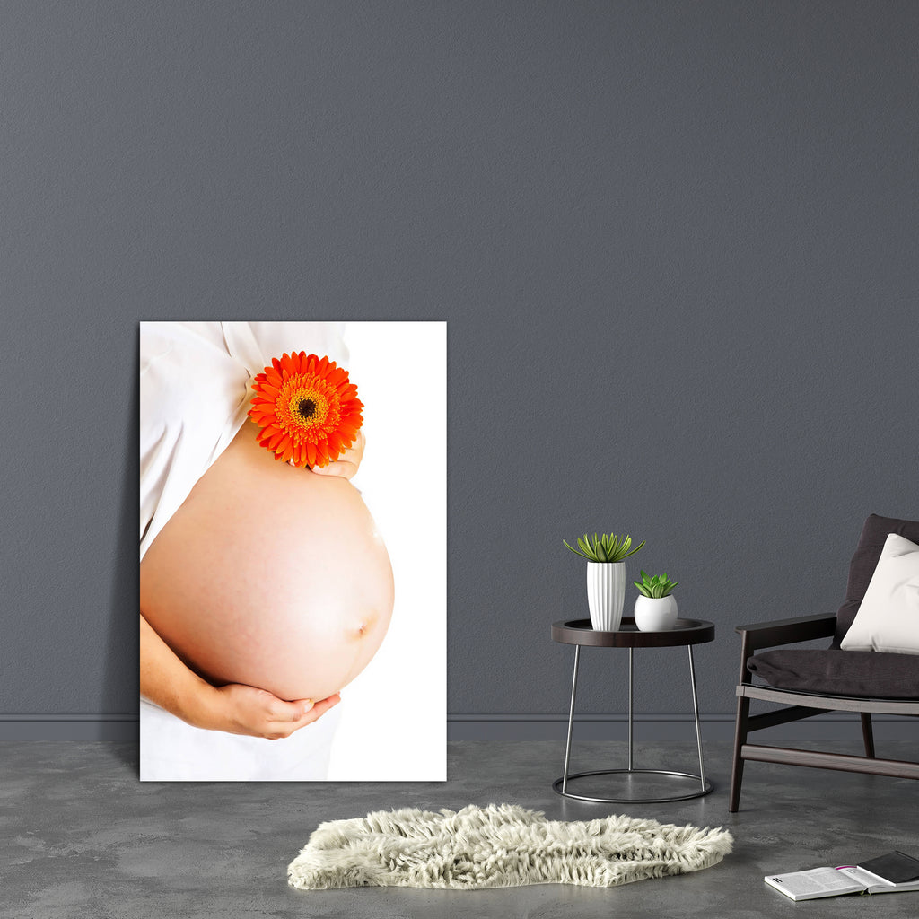 Pregnant Woman Holding Gerbera Flower Canvas Painting Synthetic Frame-Paintings MDF Framing-AFF_FR-IC 5000400 IC 5000400, Black and White, Botanical, Floral, Flowers, Nature, Scenic, White, pregnant, woman, holding, gerbera, flower, canvas, painting, synthetic, frame, anticipation, awaiting, beautiful, beauty, belly, birth, body, colorful, delicate, expectant, expecting, female, fondle, girl, happy, healthy, hopeful, isolated, life, maternal, maternity, mom, mommy, mother, motherhood, pregnancy, soft, stoma