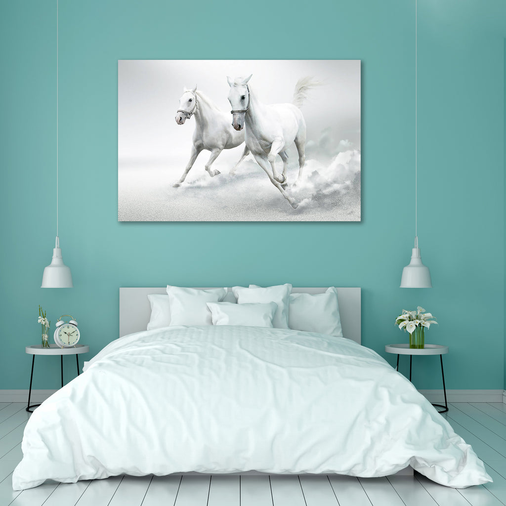 White Horses D2 Canvas Painting Synthetic Frame-Paintings MDF Framing-AFF_FR-IC 5000426 IC 5000426, Animals, Black and White, Nature, Pets, Scenic, White, horses, d2, canvas, painting, synthetic, frame, horse, photo, manipulation, and, carriage, galloping, active, animal, arab, arabian, background, couple, dressage, dressing, dust, elegant, equestrian, equine, farm, fast, free, freedom, gallop, grey, isolated, mammal, mane, motion, natural, noble, pet, race, run, speed, stallion, tail, training, trot, two, 