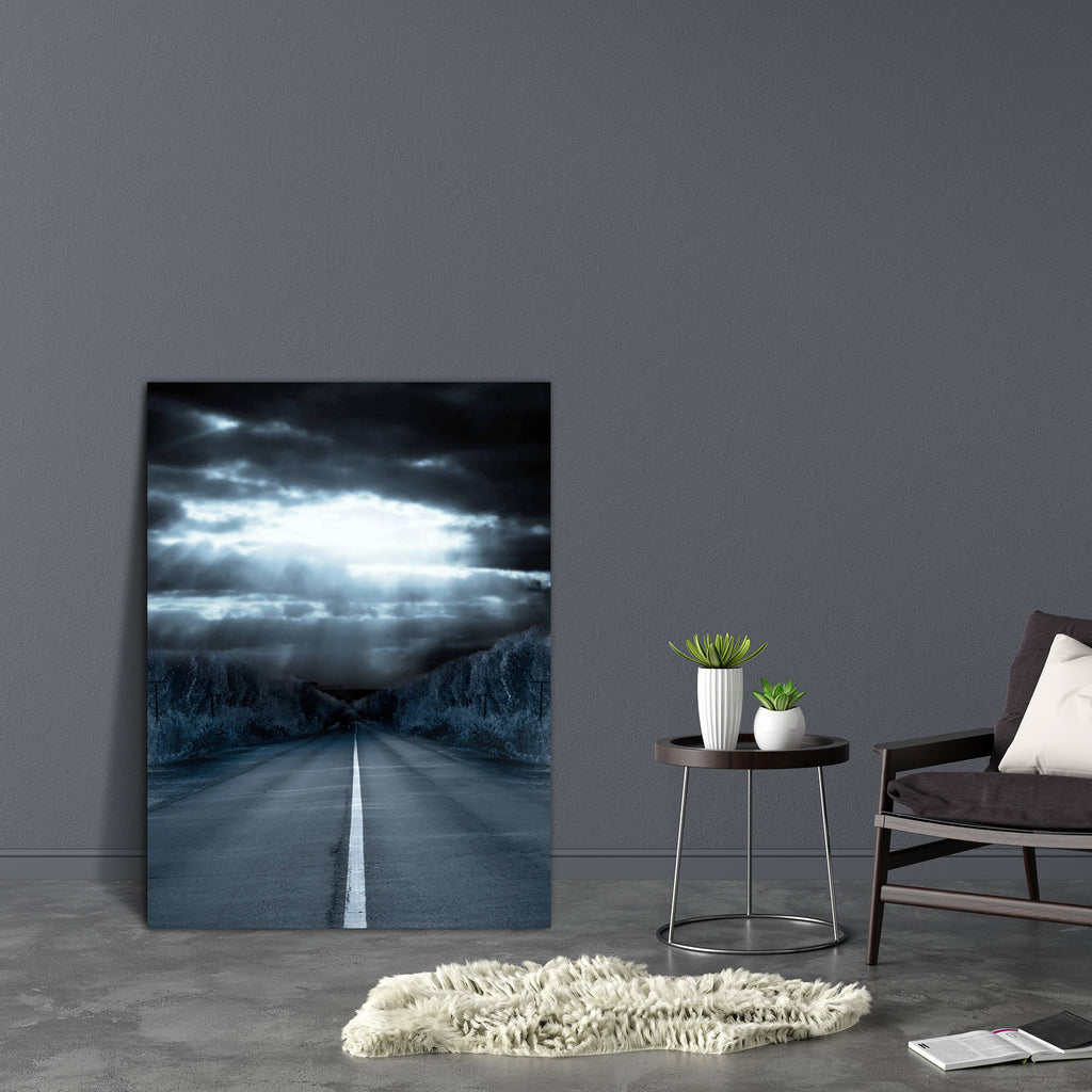 Light In Night Canvas Painting Synthetic Frame-Paintings MDF Framing-AFF_FR-IC 5000455 IC 5000455, Black, Black and White, Fantasy, Surrealism, light, in, night, canvas, painting, synthetic, frame, road, dark, sky, alien, asphalt, blue, cloud, danger, empty, explosion, glowing, highway, horror, illumination, lighting, loneliness, mystery, nightmare, nobody, portal, scary, staring, straight, surreal, terrible, threat, unreal, vertical, way, artzfolio, wall decor for living room, wall frames for living room, 