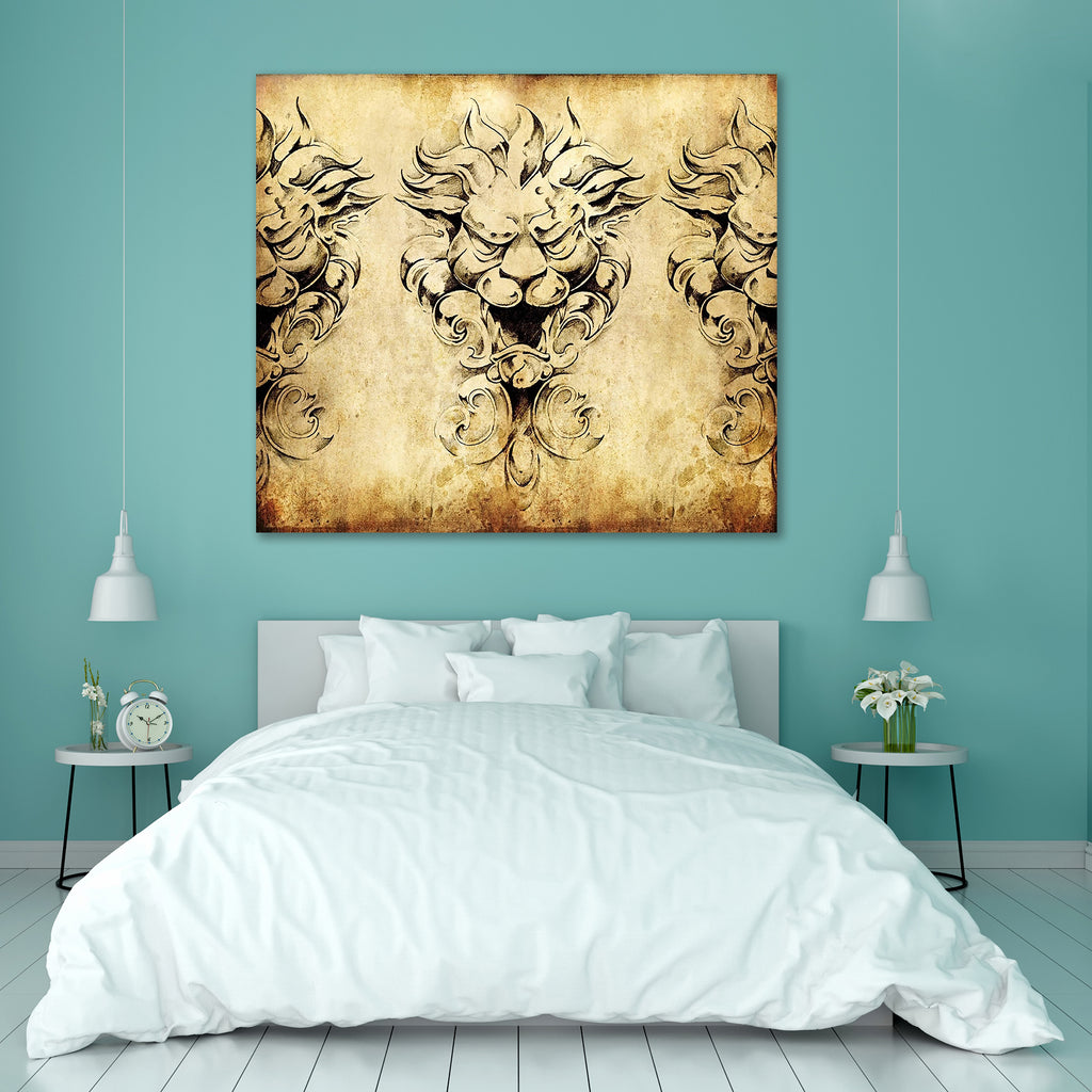 Gargoyle Tattoo Canvas Painting Synthetic Frame-Paintings MDF Framing-AFF_FR-IC 5000468 IC 5000468, Abstract Expressionism, Abstracts, Ancient, Art and Paintings, Black, Black and White, Culture, Decorative, Digital, Digital Art, Drawing, Ethnic, Graphic, Historical, Illustrations, Medieval, Modern Art, Patterns, Retro, Semi Abstract, Signs, Signs and Symbols, Sketches, Symbols, Traditional, Tribal, Vintage, World Culture, gargoyle, tattoo, canvas, painting, synthetic, frame, dragon, art, abstract, artistic
